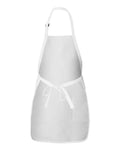 Q-Tees Q4350 Full-Length Apron with Pockets - White - back
