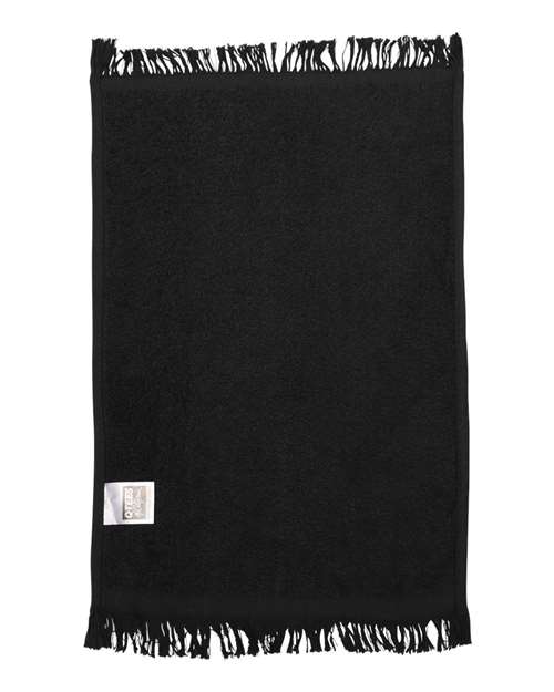 Q-Tees T100 Fringed Fingertip Towel - Black - back