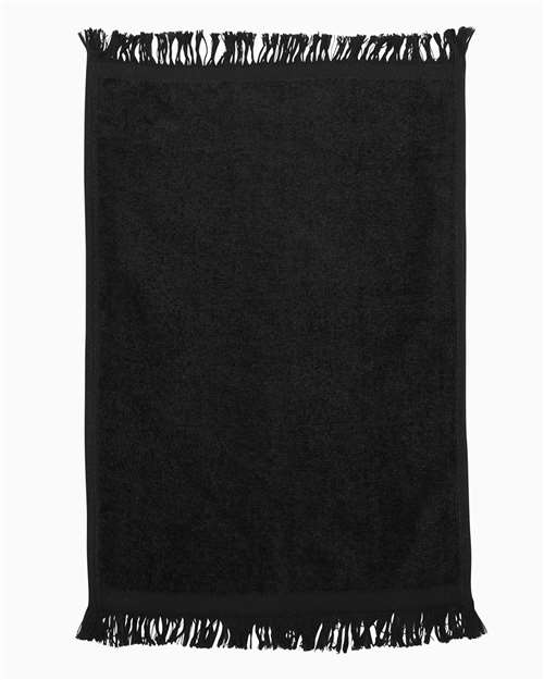 Q-Tees T100 Fringed Fingertip Towel - Black - front