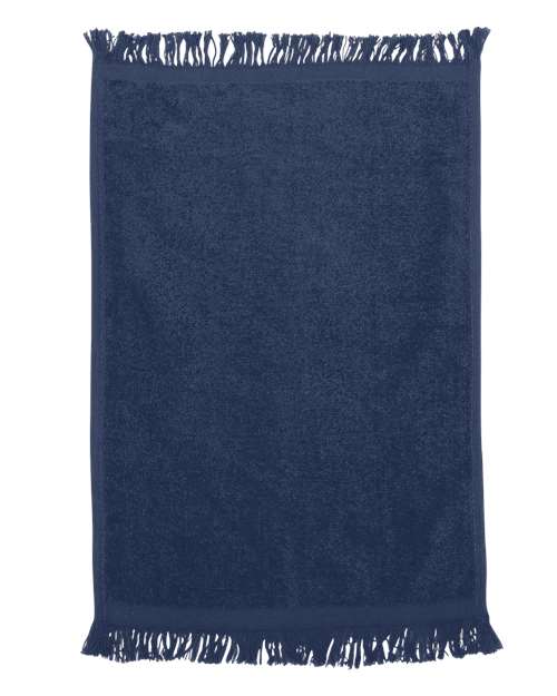 Q-Tees T100 Fringed Fingertip Towel - Navy - front