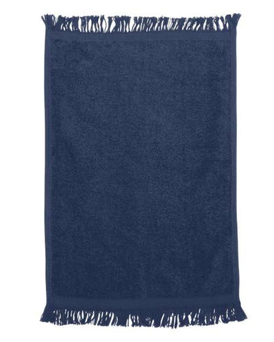 Q-Tees T100 Fringed Fingertip Towel - Navy - front
