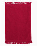 Q-Tees T100 Fringed Fingertip Towel - Red - front