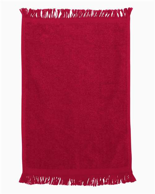 Q-Tees T100 Fringed Fingertip Towel - Red - front