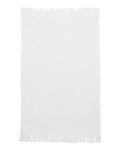 Q-Tees T100 Fringed Fingertip Towel - White - front
