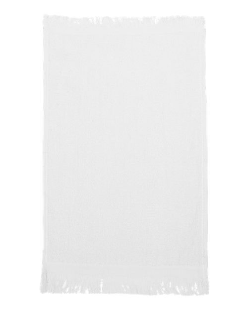 Q-Tees T100 Fringed Fingertip Towel - White - front