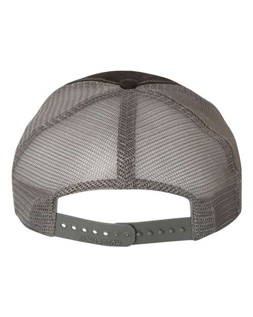 Richardson 111 Garment-Washed Trucker Cap - Black/ Charcoal - back