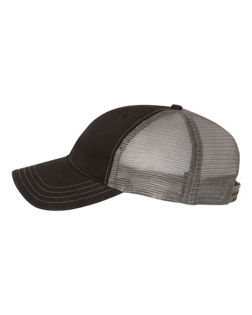 Richardson 111 Garment-Washed Trucker Cap - Black/ Charcoal - side