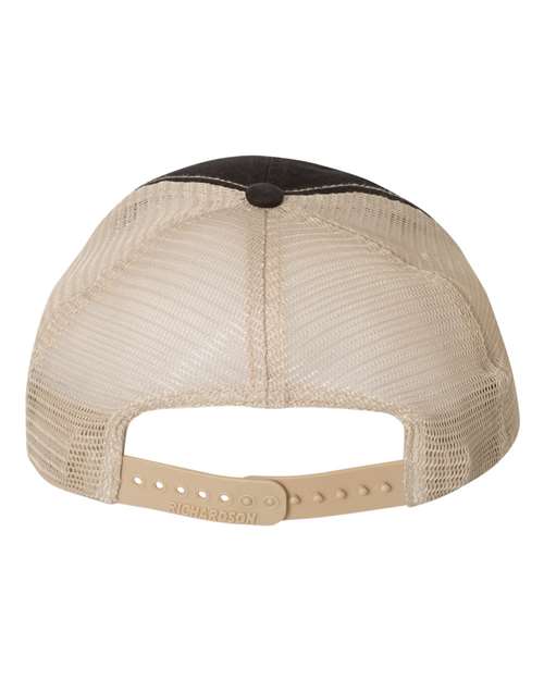 Richardson 111 Garment-Washed Trucker Cap - Black/ Khaki - back