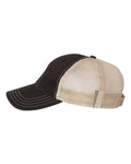 Richardson 111 Garment-Washed Trucker Cap - Black/ Khaki - side
