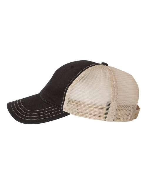 Richardson 111 Garment-Washed Trucker Cap - Black/ Khaki - side