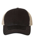 Richardson 111 Garment-Washed Trucker Cap - Black/ Khaki - front