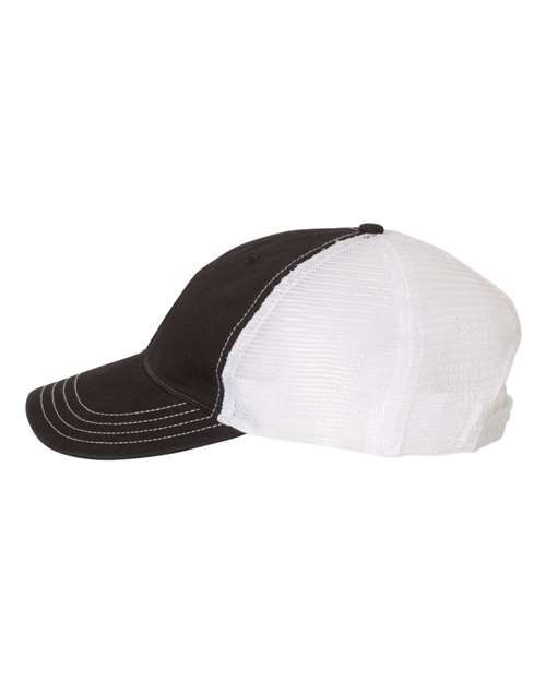 Richardson 111 Garment-Washed Trucker Cap - Black/ White - side