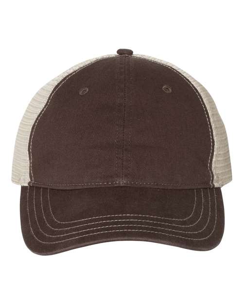 Richardson 111 Garment-Washed Trucker Cap - Brown/ Khaki - front