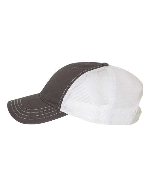 Richardson 111 Garment-Washed Trucker Cap - Charcoal/ White - side