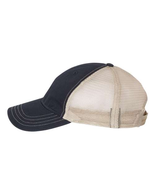 Richardson 111 Garment-Washed Trucker Cap - Navy/ Khaki - side