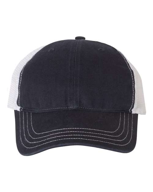 Richardson 111 Garment-Washed Trucker Cap - Navy/ White - front