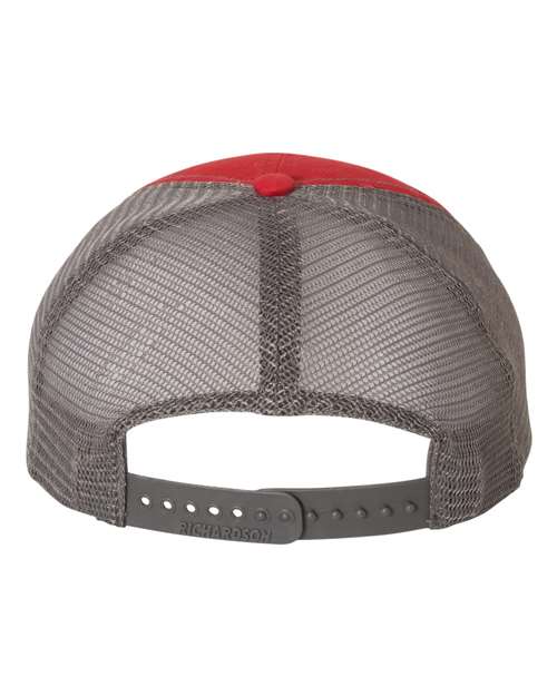 Richardson 111 Garment-Washed Trucker Cap - Red/ Charcoal - back