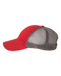 Richardson 111 Garment-Washed Trucker Cap - Red/ Charcoal - side