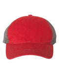 Richardson 111 Garment-Washed Trucker Cap - Red/ Charcoal - front