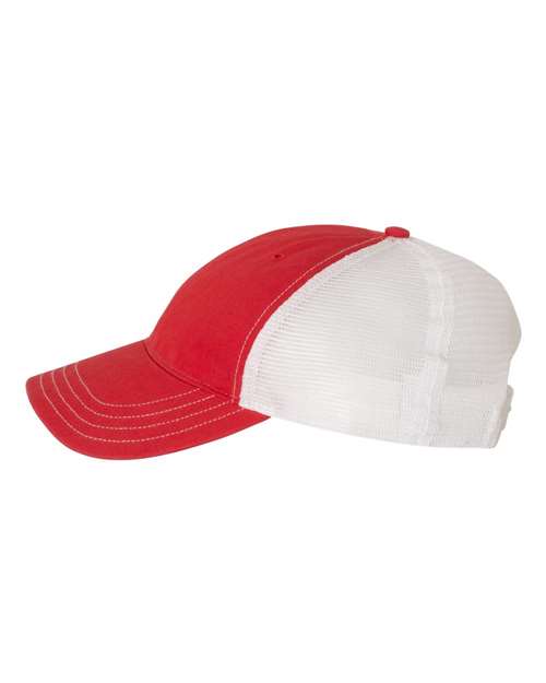 Richardson 111 Garment-Washed Trucker Cap - Red/ White - side