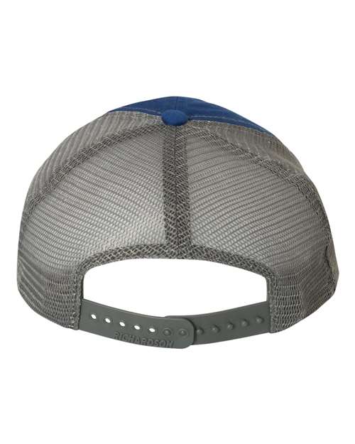 Richardson 111 Garment-Washed Trucker Cap - Royal/ Charcoal - back