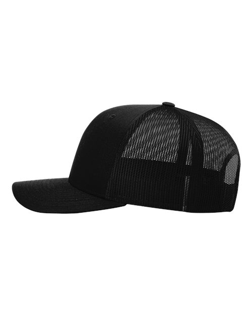 Richardson 112 Snapback Trucker Cap - Black - side