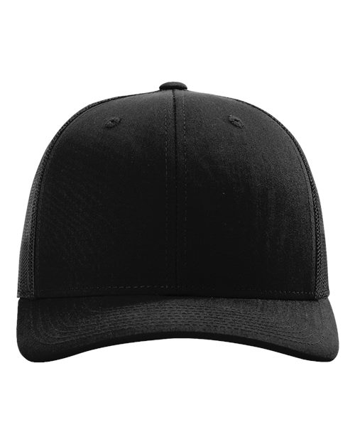 Richardson 112 Snapback Trucker Cap - Black - front