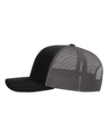 Richardson 112 Snapback Trucker Cap - Black/ Charcoal - side