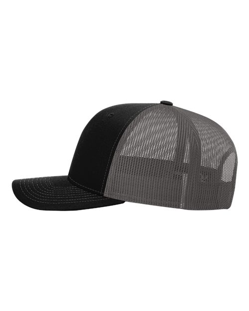 Richardson 112 Snapback Trucker Cap - Black/ Charcoal - side