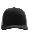 Richardson 112 Snapback Trucker Cap - Black/ Charcoal - front