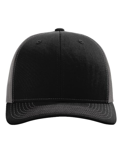 Richardson 112 Snapback Trucker Cap - Black/ Charcoal - front