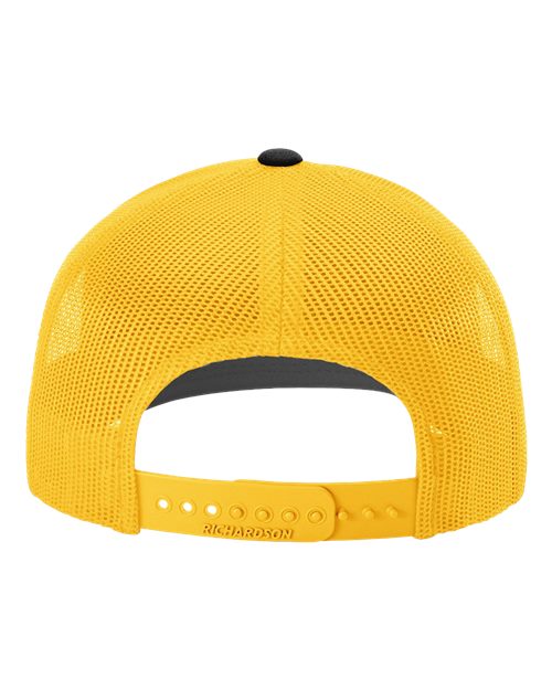 Richardson 112 Snapback Trucker Cap - Black/ Gold - back