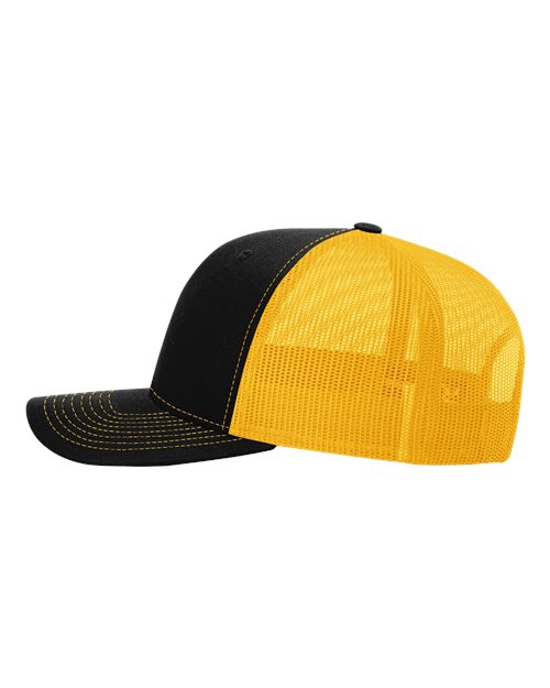 Richardson 112 Snapback Trucker Cap - Black/ Gold - side