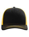 Richardson 112 Snapback Trucker Cap - Black/ Gold - front