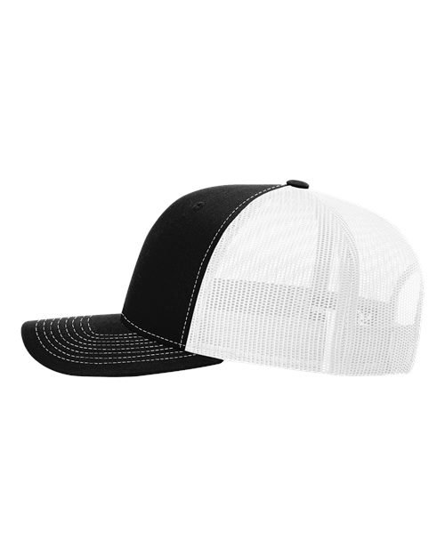 Richardson 112 Snapback Trucker Cap - Black/ White - side