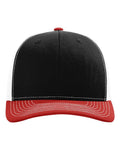 Richardson 112 Snapback Trucker Cap - Black/ White/ Red - front