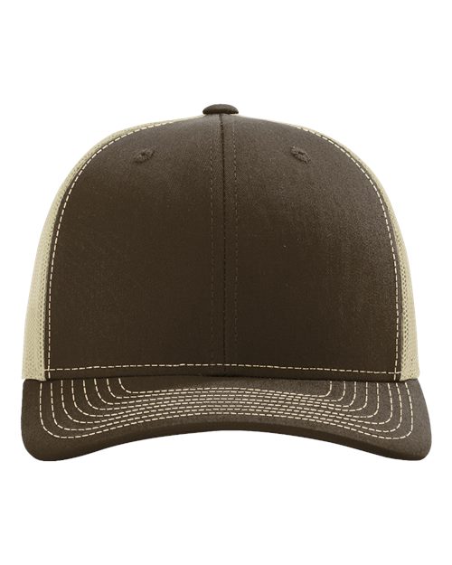 Richardson 112 Snapback Trucker Cap - Brown/ Khaki - front