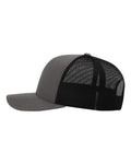 Richardson 112 Snapback Trucker Cap - Charcoal/ Black - side