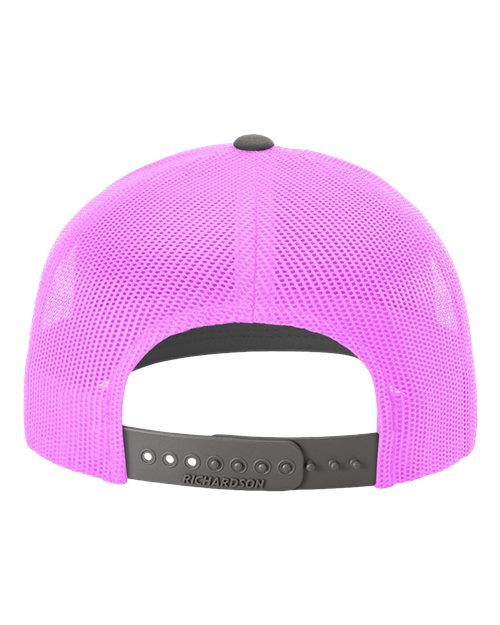 Richardson 112 Snapback Trucker Cap - Charcoal/ Neon Pink - back