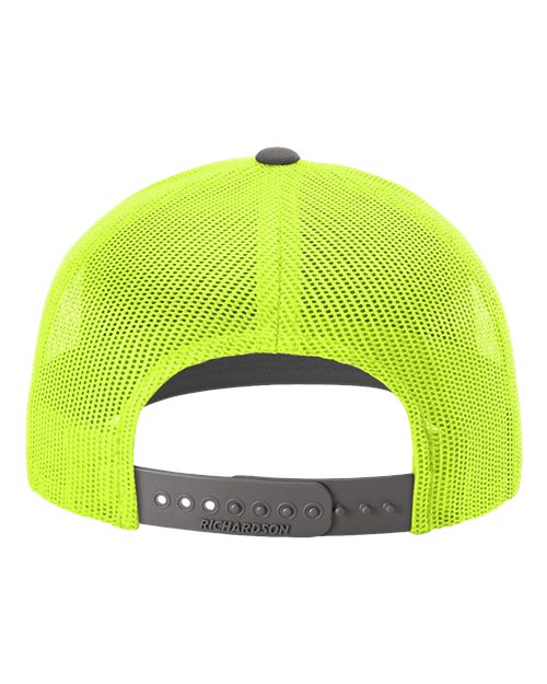 Richardson 112 Snapback Trucker Cap - Charcoal/ Neon Yellow - back