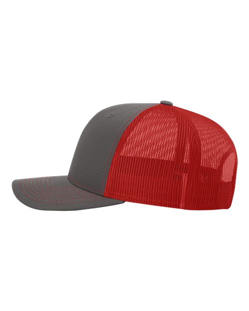 Richardson 112 Snapback Trucker Cap - Charcoal/ Red - side