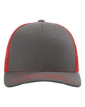Richardson 112 Snapback Trucker Cap - Charcoal/ Red - front