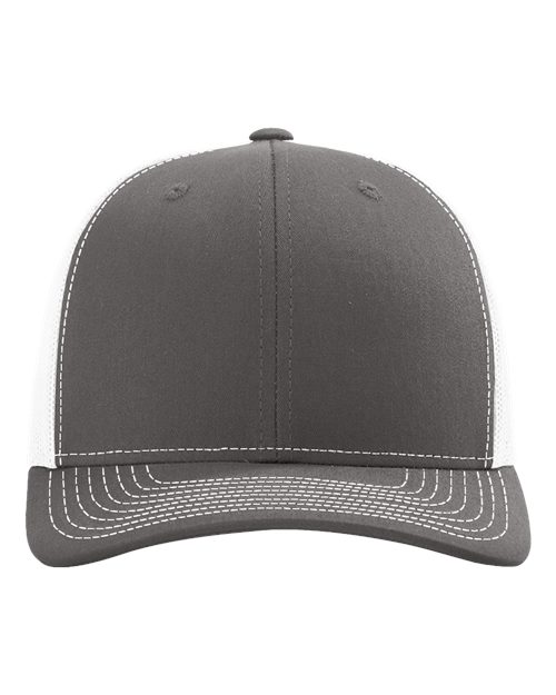 Richardson 112 Snapback Trucker Cap - Charcoal/ White - front