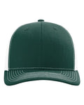 Richardson 112 Snapback Trucker Cap - Dark Green/ White - front