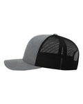 Richardson 112 Snapback Trucker Cap - Heather Grey/ Black - side