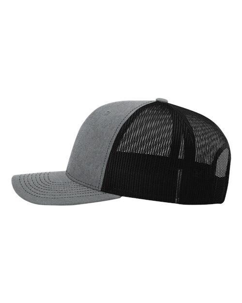Richardson 112 Snapback Trucker Cap - Heather Grey/ Black - side