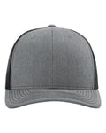 Richardson 112 Snapback Trucker Cap - Heather Grey/ Black - front