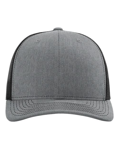 Richardson 112 Snapback Trucker Cap - Heather Grey/ Black - front