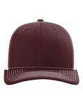 Richardson 112 Snapback Trucker Cap - Maroon/ White - front