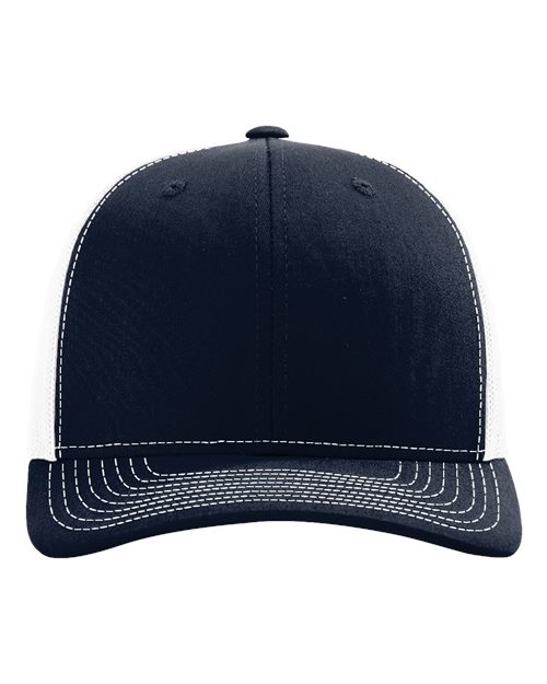 Richardson 112 Snapback Trucker Cap - Navy/ White - front